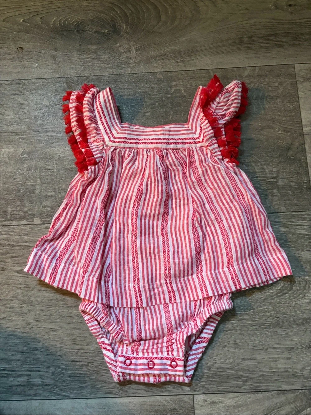 Cat & Jack Red and White Striped Baby Girls' Romper Set